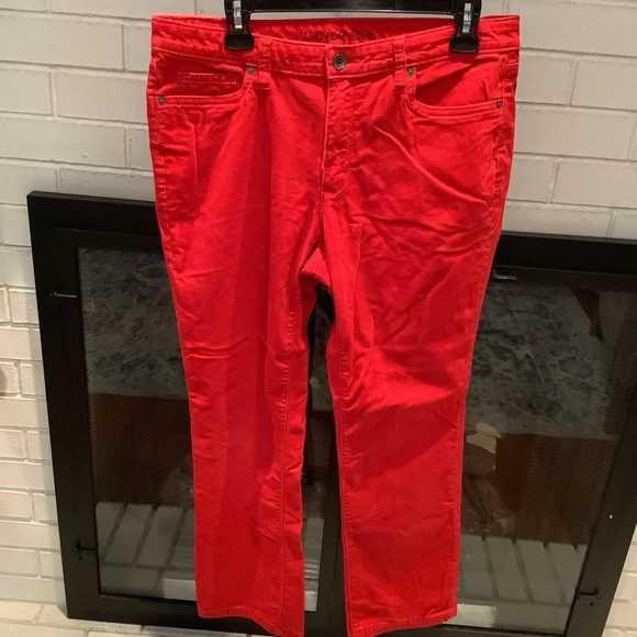 #212 Lands End Red Corduroy Straight Leg Pants Size 12 - Picture 1 of 4